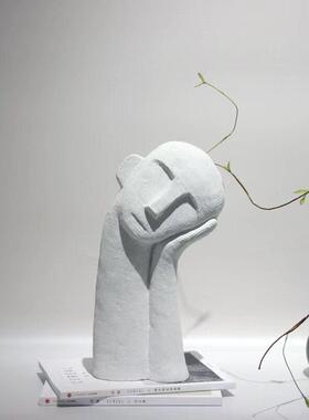 软装样板房间客厅设计师款白色歪头人像雕塑家居桌面摆件现简约