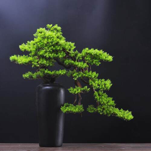 仿真迎松盆花架摆件饰品新式客厅景桌面MP0127植客物假盆栽中样板