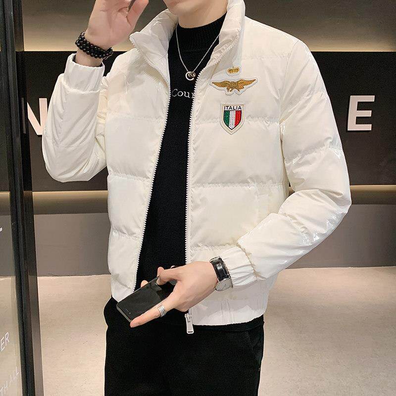 香港轻薄羽绒服男士2025年新款短款亮面衣服修身男生冬季保暖外套