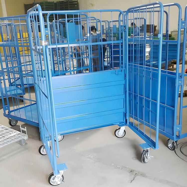 金属物流车笼车厂家756售四围层手推车三面栏折销叠式工具车