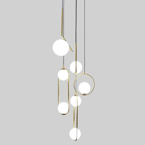 楼梯长吊灯客厅灯后现代别墅复式楼螺旋吊灯别墅楼梯简约餐厅灯具