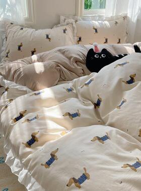 224新款A类四季款AYN亲肤柔肤简套约舒适轻洗奢花边水棉床被0四件