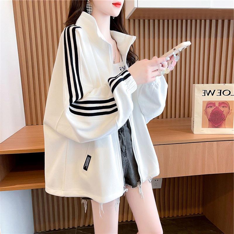 卫衣女春秋薄款2025年新款宽松韩版休闲立领开衫拉炼长袖上衣外套