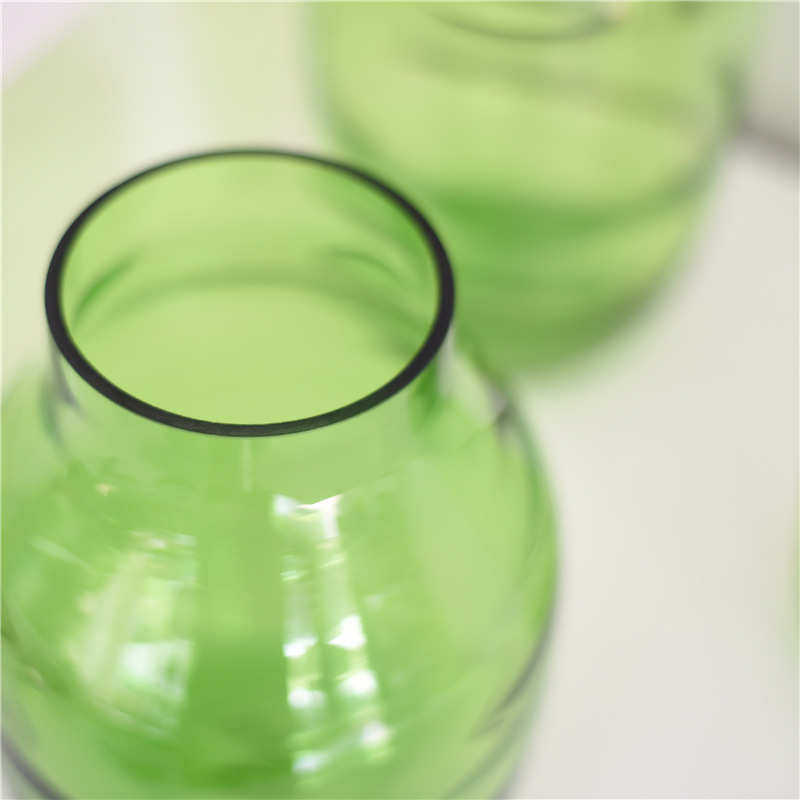外贸玻璃工艺品水培器富贵大口竹花瓶工厂吹人工绿色花艺术制
