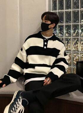 X 82358 Men's Color Block Sweater 拼色条纹毛衣