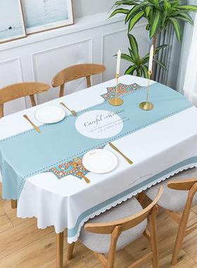 pvc椭圆形桌布防水防油免洗塑料餐桌布家用台布防烫桌垫布艺简约