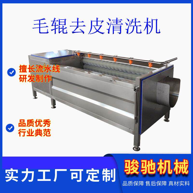 毛滚去皮清洗机食品级毛刷高压喷淋土豆山药果蔬去皮清洗设备
