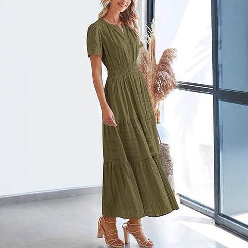 Women Summer 2026 Casual Maxi Dress Lightweight Sleeve V