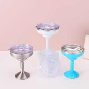 盖尼马红酒新款高脚杯双层不锈钢防杯溢带杯鸡尾酒真空提保冷