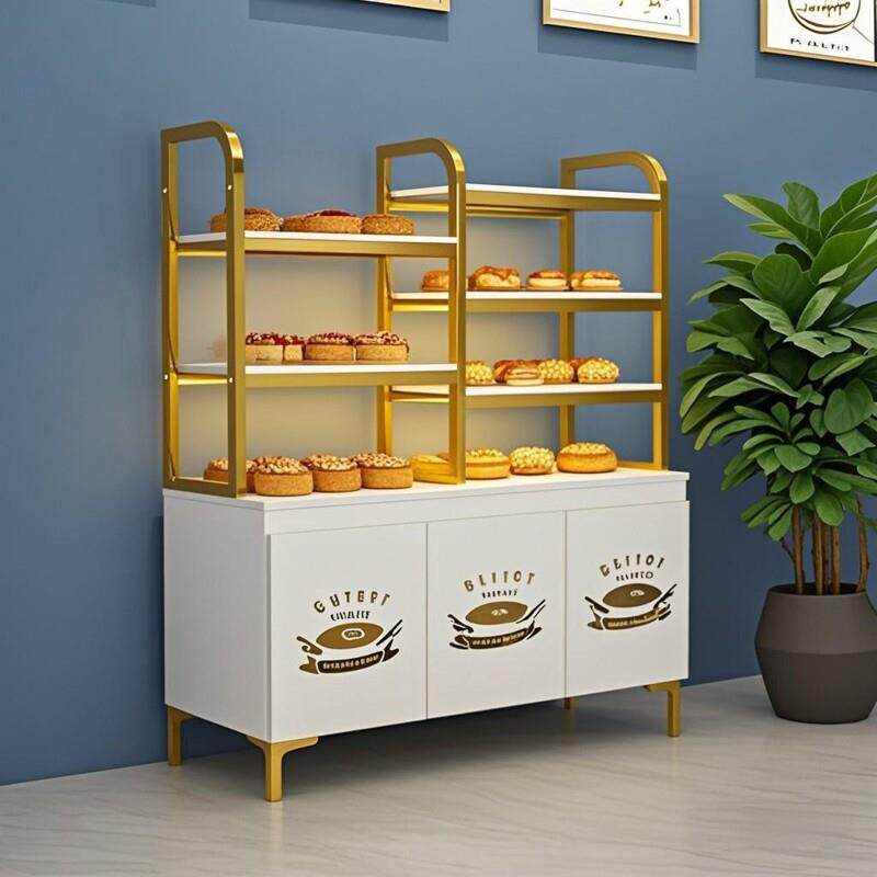 蛋糕店面包柜展示柜糕点零食货架饼干边柜烘焙陈列展柜中岛面包架图片