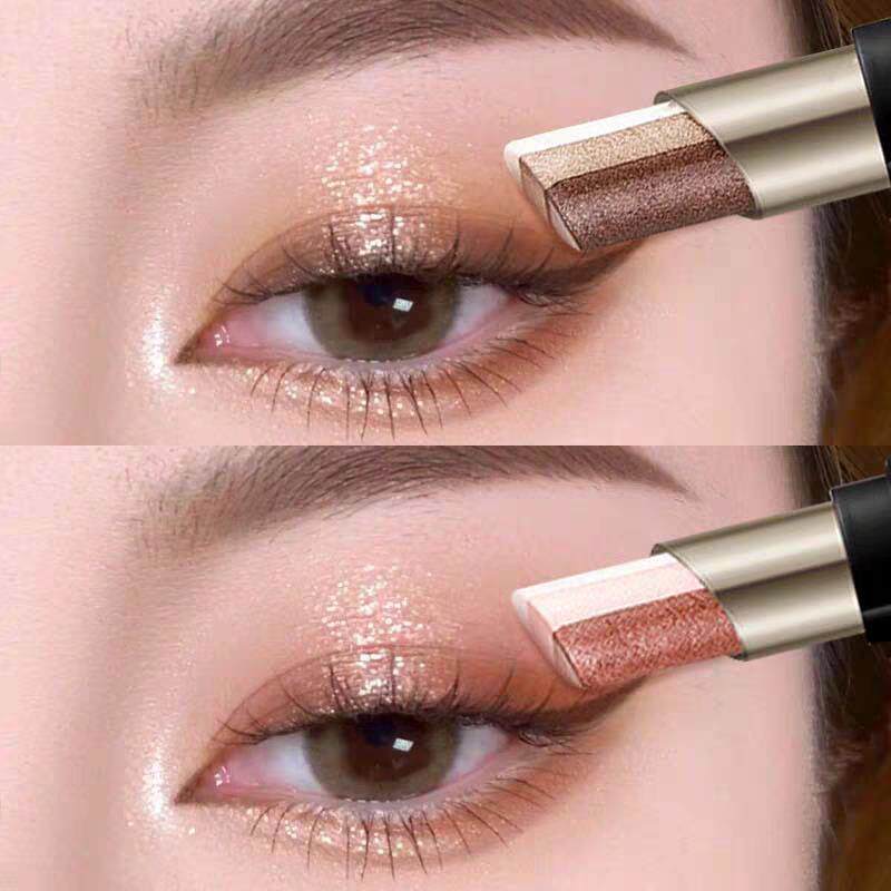 【适合新手】懒人三色眼影棒卧蚕笔高光提亮防水不晕染一抹成型