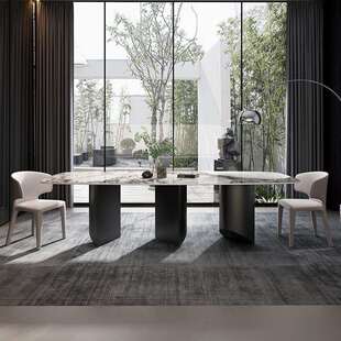 高餐桌意式 202 极简奢石轻奢岩餐桌简档板大户型现代家用约长方SS