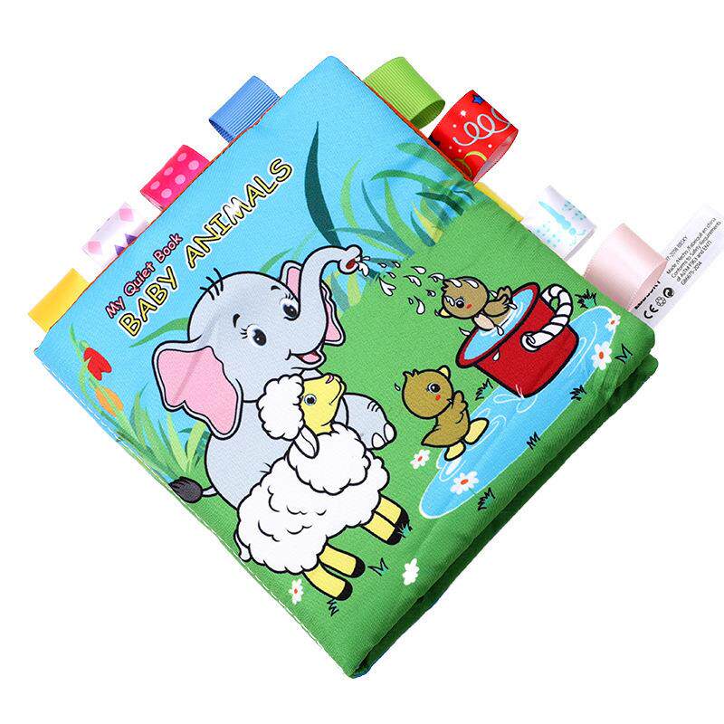 动物标签布书撕不烂可啃咬发声响纸亲子互动婴幼儿早教书