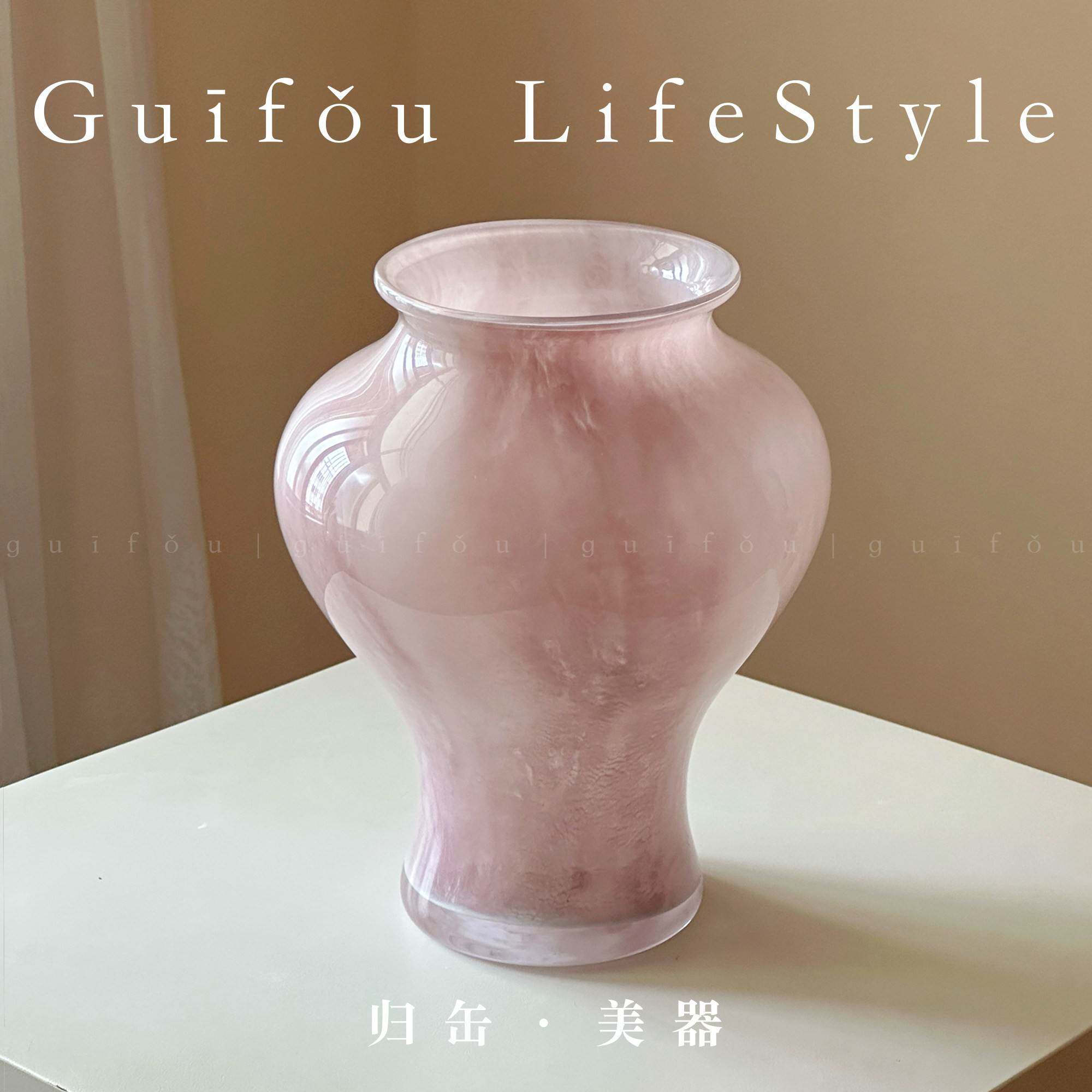 瑞云纹&middot;归缶水培琉璃中古风花瓶摆件客厅插花轻奢高级感2026新款