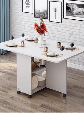 家木制折叠餐桌用4小户型CZ-A长方形简约易可伸缩移桌动吃饭子-6