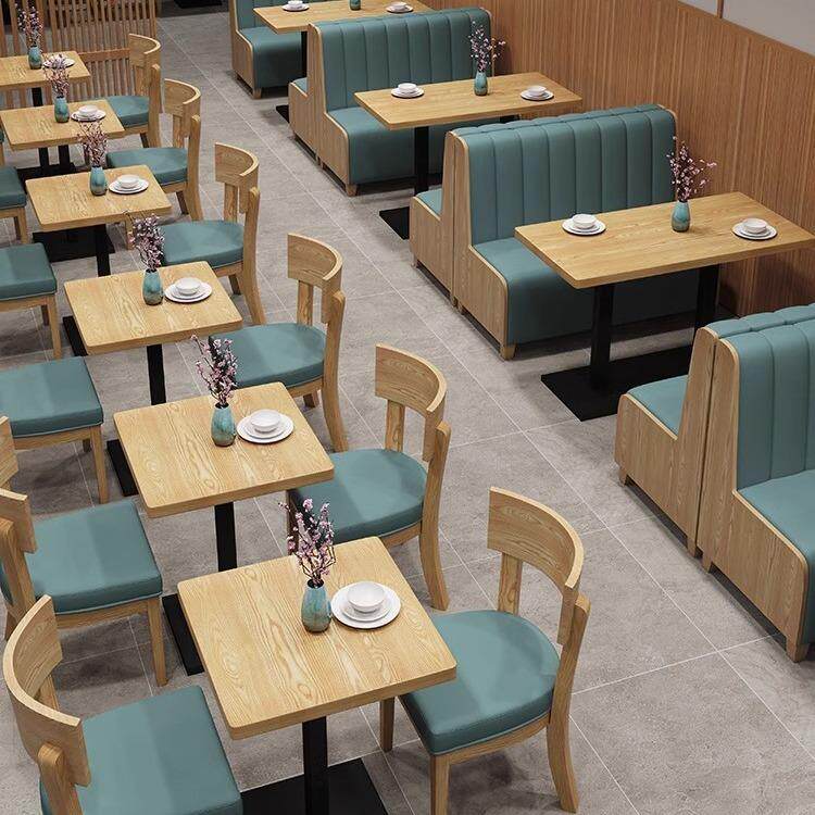 皮质小酒馆餐厅卡座桌椅组合一体皮革甜品茶楼火锅饭店靠墙沙发