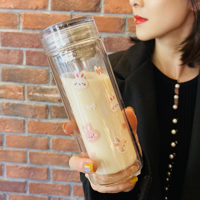 双层玻璃杯隔热高颜值茶水分离泡茶杯女可爱网红便携高级感杯子