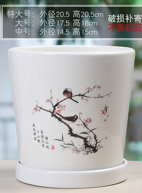 花盆陶瓷创意大号托盘阳台花瓶