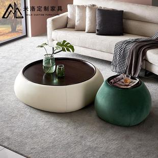 圆形茶几客厅家用小户型储物设计边几组合 北欧现代简约轻奢风格