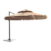 户外茅草伞仿真稻草罗马伞别墅庭院露天花园遮阳伞室外稻草边柱伞