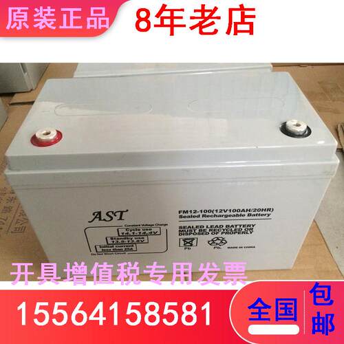 AST蓄电池ST12-100/12V100AH免维护通信电力系统UPS应急电源