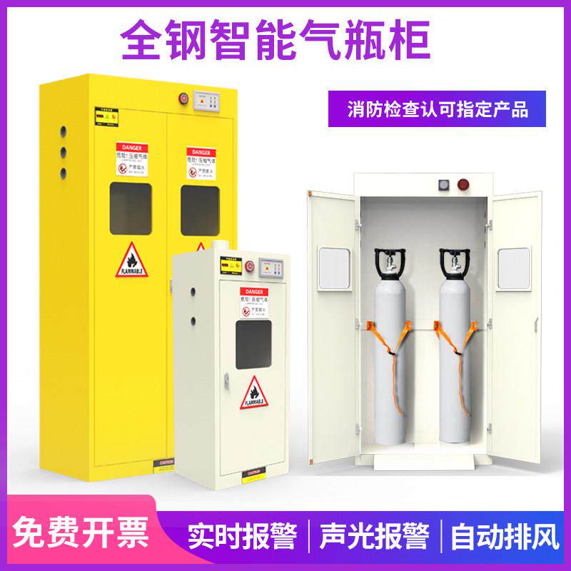 全钢防爆气瓶柜瓦斯罐双瓶乙炔储存柜带智能排风钢瓶柜