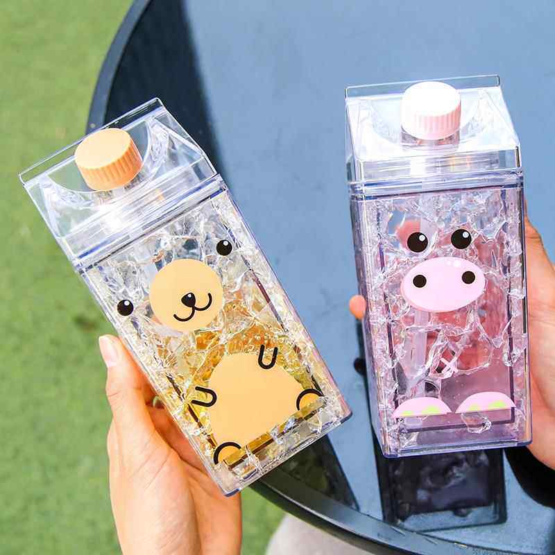 双层加厚冰箱制冷保冷杯吸管可爱动物牛奶盒冰镇杯夏日网红碎冰杯