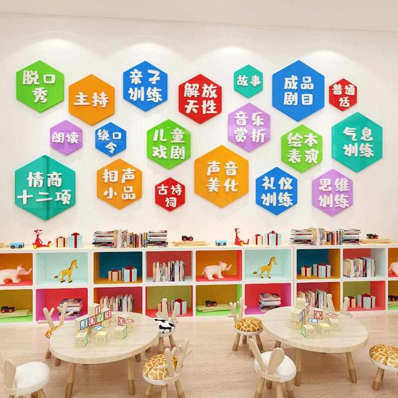 播音主持表演班级背景墙贴纸画少儿口才教室兴趣培养墙上装饰墙贴