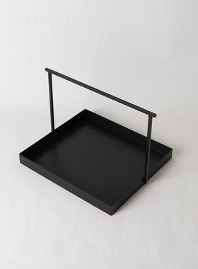 新中式方形铁艺托盘书卷组合摆件样板房展厅会所茶几茶室软装饰品