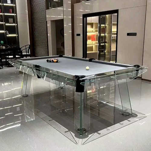 水晶美式台球桌家用中式黑八标准型台球桌钢化玻璃别墅高端桌球台