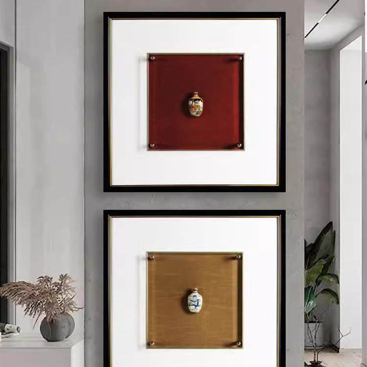 现代简约实物画立体瓶子装置艺术画样板间别墅酒店挂画卧室餐厅画