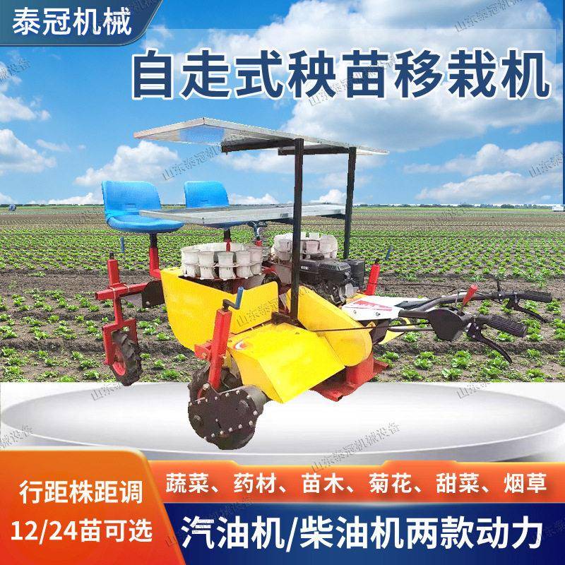 四轮拖拉机牵引直走式材烟草种植机蔬菜秧苗辣椒移栽机