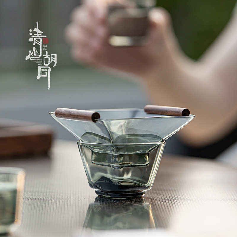 新款四方玻璃茶漏茶渣茶叶过滤器功夫茶具配件耐热高温防烫滤茶器