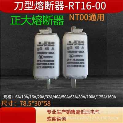 浙江正大熔断器RT16-00/NT00/NT00C/NT1/NT2/NT3NT4NT0陶瓷熔断器
