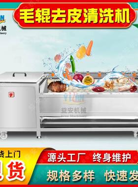 现货供应304食品级不锈钢毛刷去杂机山药去皮清洗机大姜去皮机