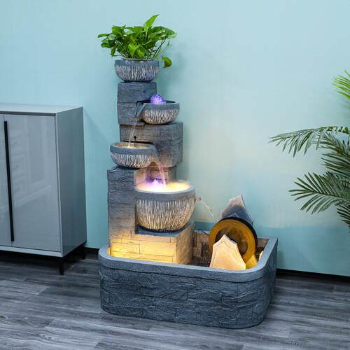 高山流水喷泉循环水办公室加湿器阳台假山水景鱼缸客厅工艺品摆件