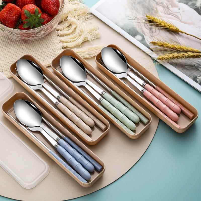 一套精致一人食碗筷单人套装餐具家用旅行筷子不锈钢儿童 学生
