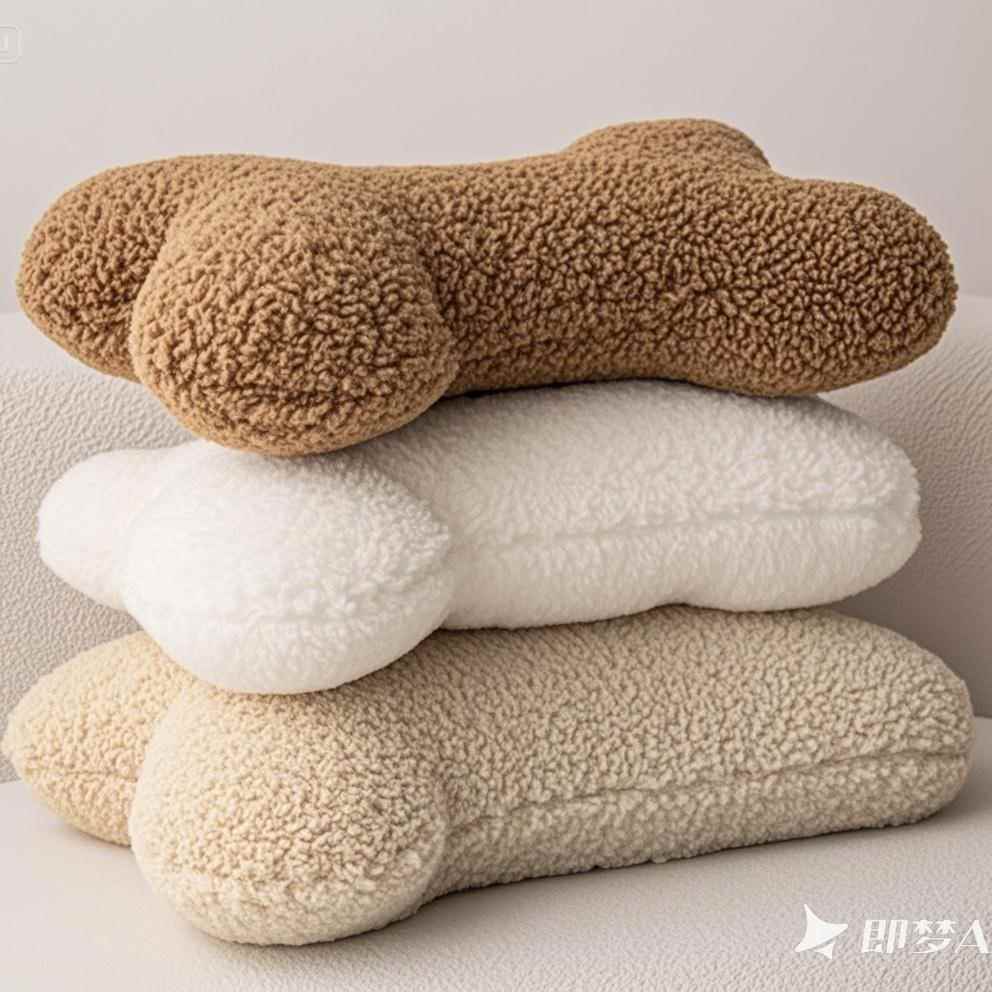 创意抱枕泰迪绒骨头枕客厅沙发腰枕睡觉长条夹腿枕填充pp棉可拆洗