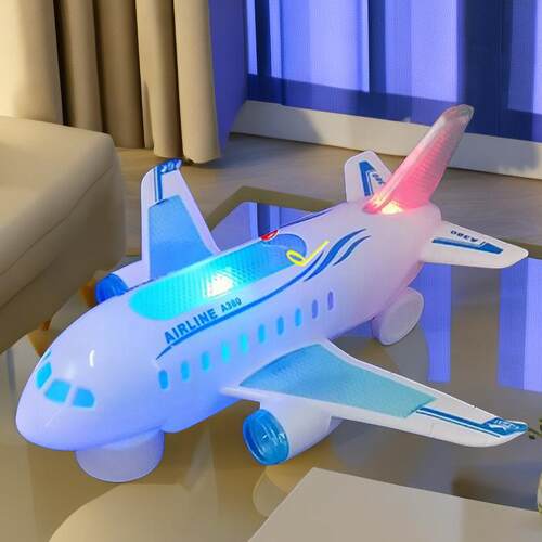 儿童模型玩具发光电动万向音乐空中巴士玩具飞机模型声光玩具