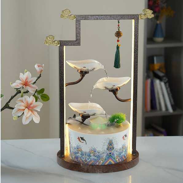 新中式流水摆件循环水招财客厅电视柜边几玄关样板间装饰品高级感,家居饰品,流水摆件,淘宝优惠券,粉丝福利购,淘宝优惠卷