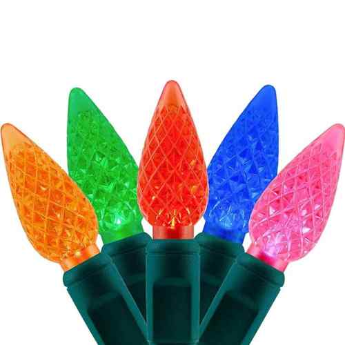 110V美规草莓LED灯串 户外防水五彩C6圣诞灯 UL标准节日装饰灯