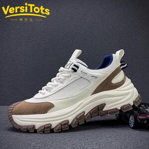 唯升达男鞋新款网面运动鞋透气休闲鞋厚底欧洲站覆古增高老爹鞋潮