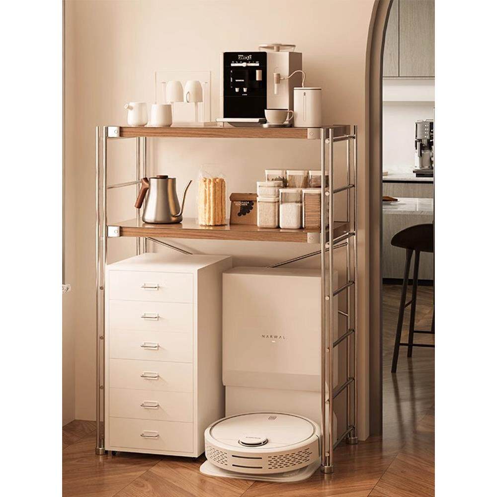 mujl中古风扫地机器人上方置物架客厅复古日式置物架洗地机收纳柜