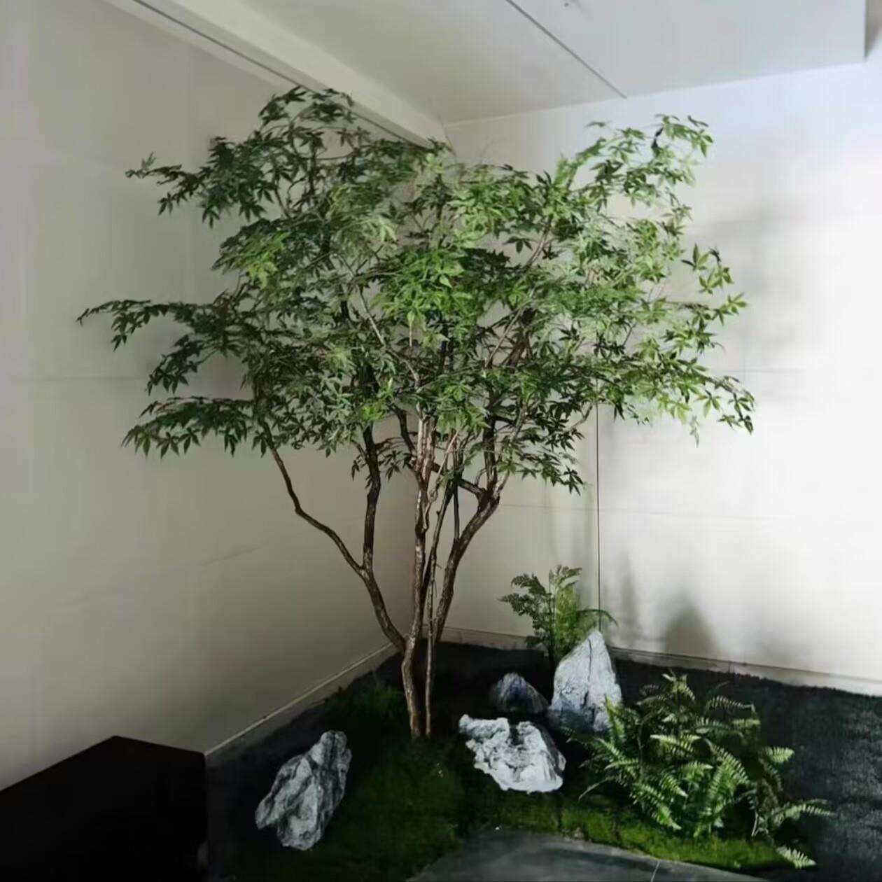 仿真绿枫树鸡爪槭室内绿植青枫树造景装饰造景枯山水干景假树景观