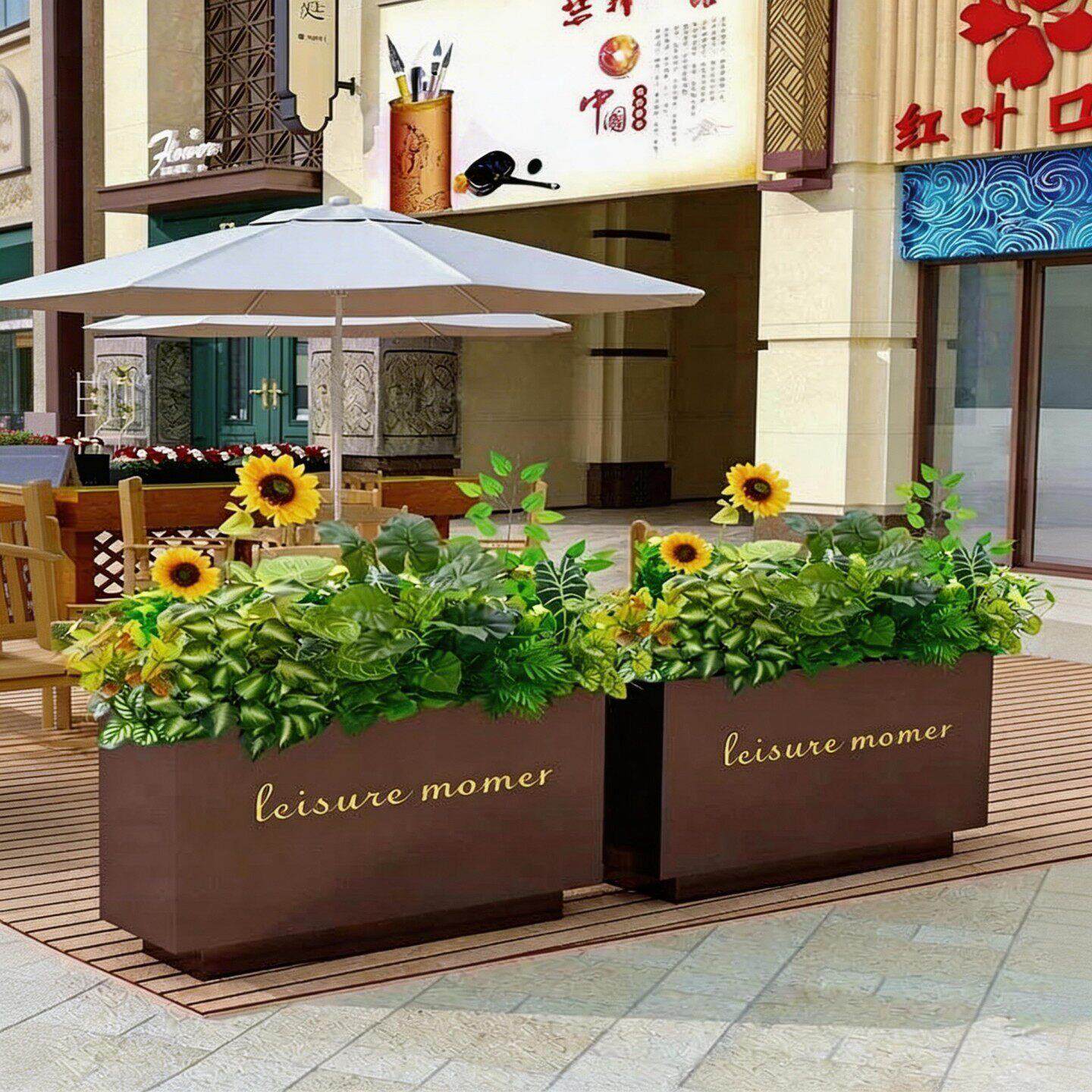 仿真假绿植造景ins风门店花卉绿植外摆花箱咖啡店户外休闲区装饰