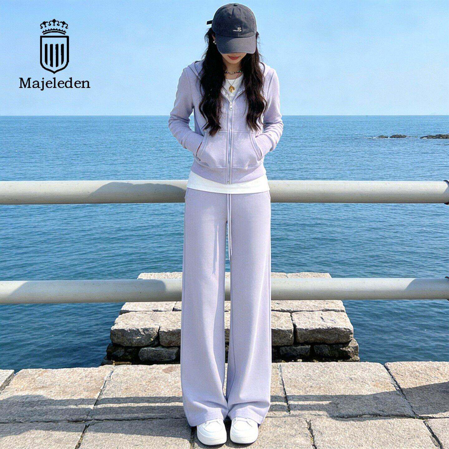 正品2026春新款时尚减龄休闲运动套装女显瘦连帽卫衣阔腿裤两件套