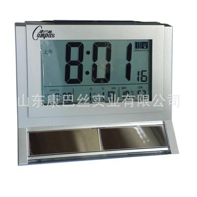 康巴丝数码电波闹钟小座钟太阳能闹钟贪睡懒人闹钟夜光超静音2192
