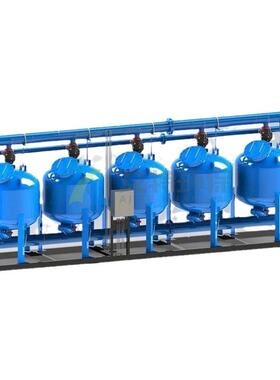 PLC控制浅层砂过滤器 工业循环水多个罐体并联组成 300m³/h