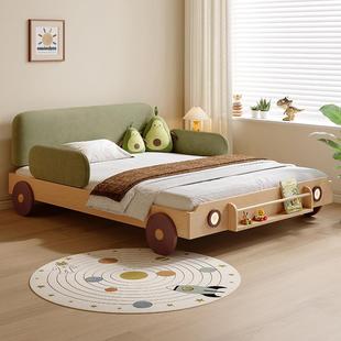 清晨森林清晨森林儿童床男孩卧室床1米5汽车床全实木男童带护栏床