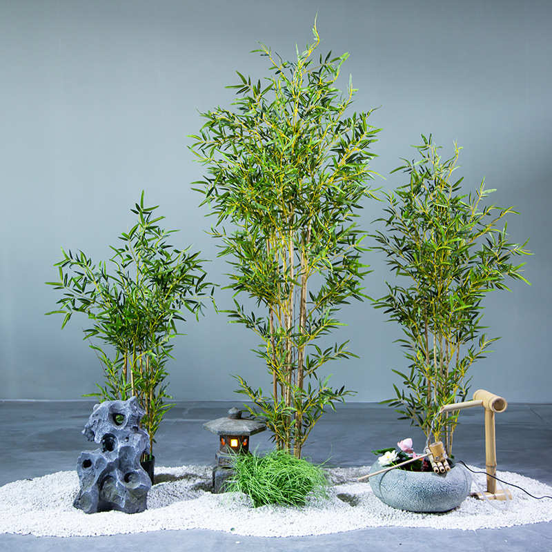 景观室内装饰绿毛竹假竹子中式隔断高档新造景细水竹子屏风仿真植